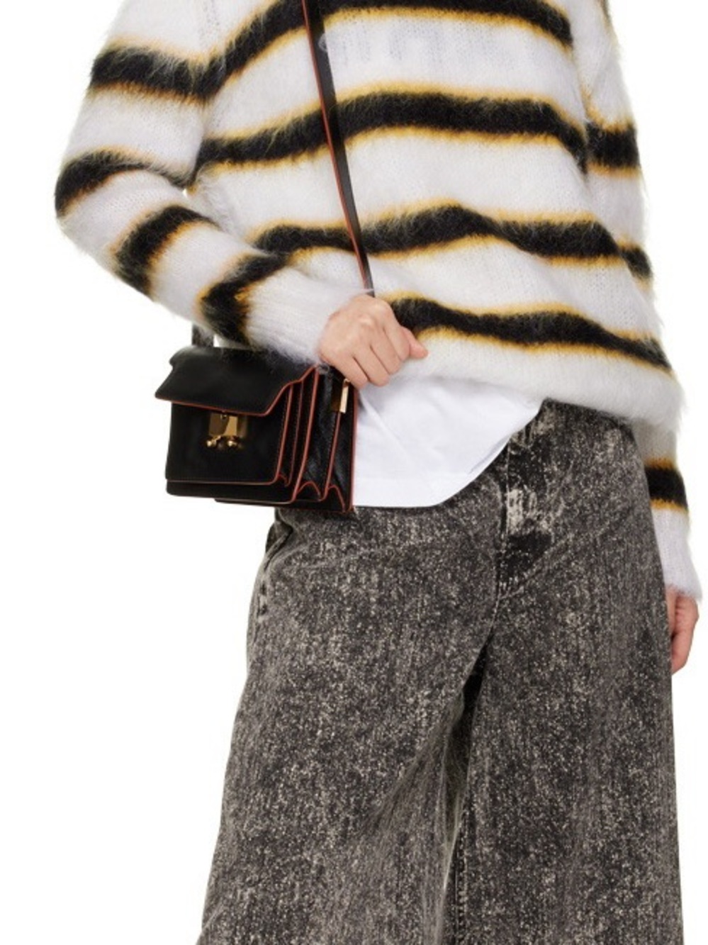 Marni Mini Trunk Bag Black Leather Crossbody Gold Hardware NWOT